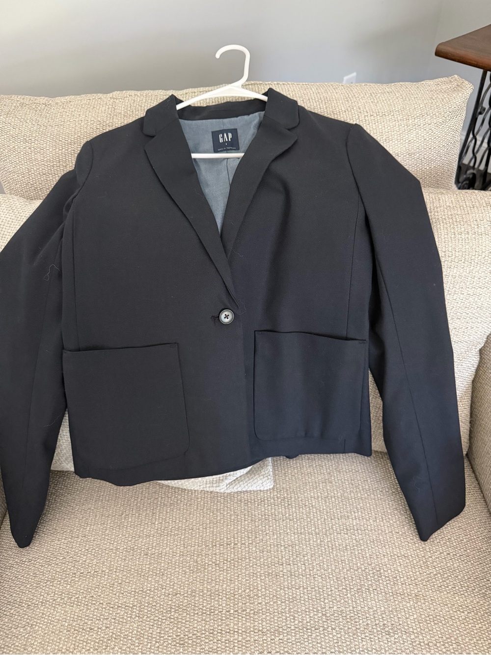 GAP Women's Deep Navy Single-Button Cropped Blazer